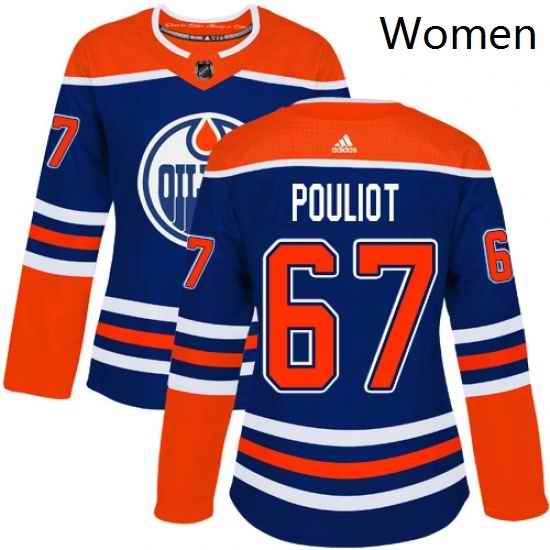 Womens Adidas Edmonton Oilers 67 Benoit Pouliot Authentic Royal Blue Alternate NHL Jersey